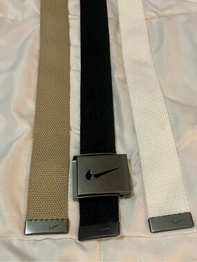 Nike Men's Canvas Web Belt Trio in Black, White, Tan